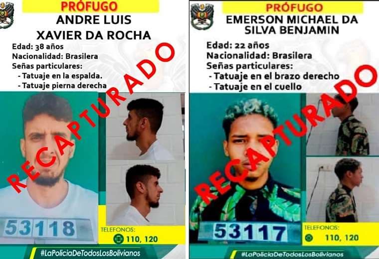 Policía confirma la recaptura de los dos brasileños que se fugaron de Palmasola
