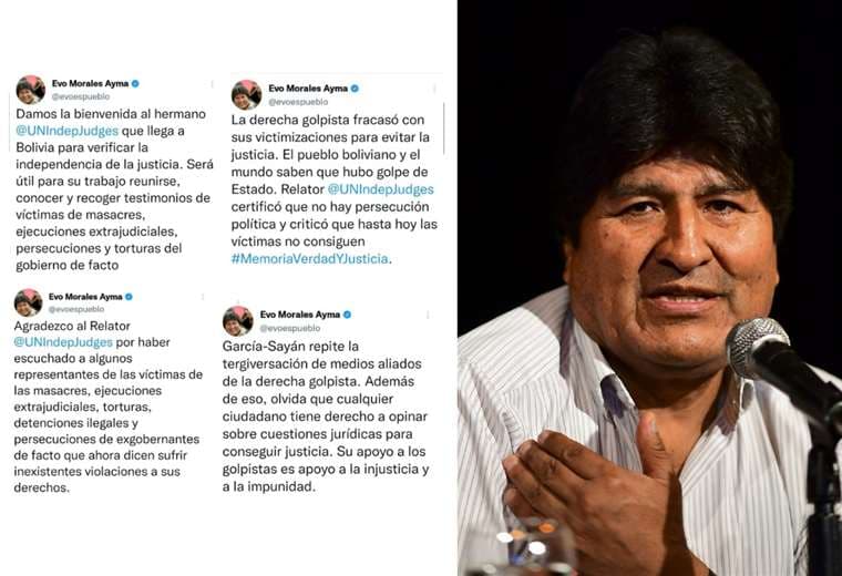 Algunos de los tuits publicados entre febrero y junio de Evo Morales