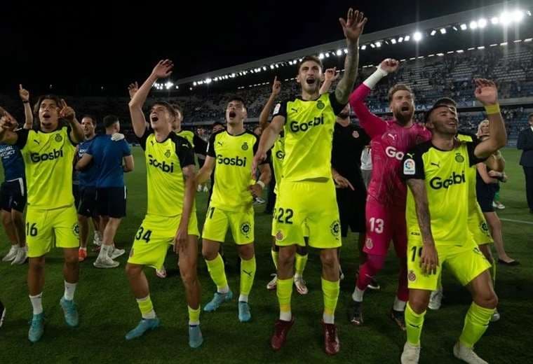 El festejo de los jugadores del Girona luego de asegurar el ascenso. Foto: Internet