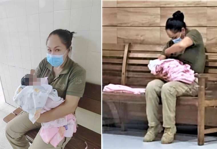 Una sargento terminó dándole de lactar a la bebé Foto: Policía 