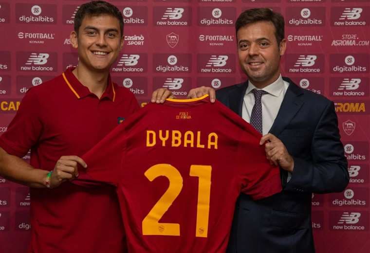 Dybala en su presentación como nuevo jugador de la Roma
