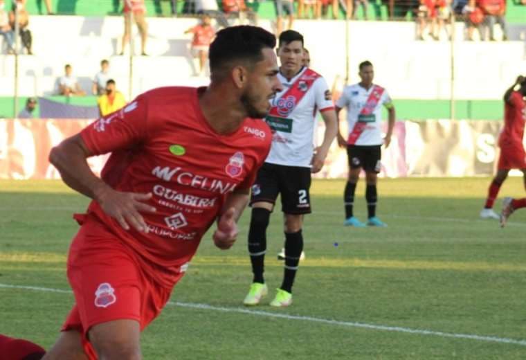 El paraguayo Rodrigo Ruiz Díaz celebra su gol; significó el 2-0. Foto: APG Noticias
