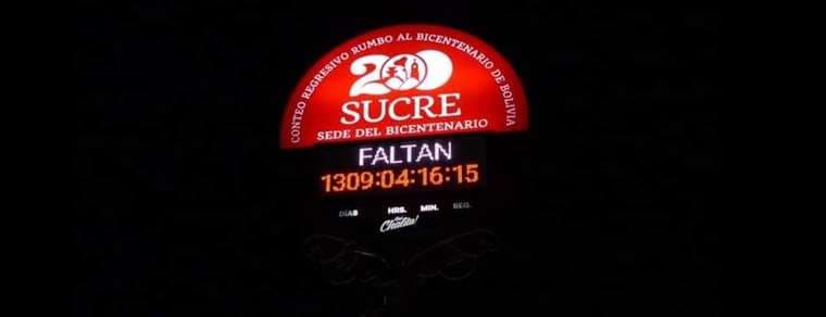 En Sucre instalaron un reloj de cuenta regresiva 