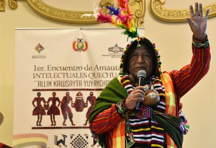 Choquehuanca en el Primer Encuentro de Amautas Intelectuales Quechuas. F/ Vicepresidencia