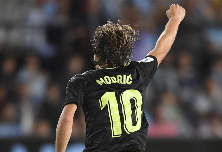 Luka Modric, celebra tras anotar para el Madrid. Foto. AFP