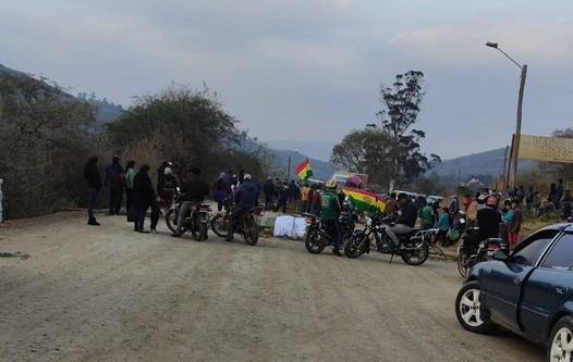 Bloqueo de carretera en Samaipata 