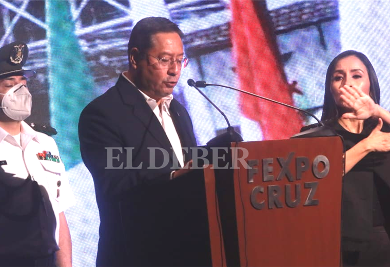El presidente Luis Arce en la Expocruz 2022. Foto. Jorge Ibáñez 