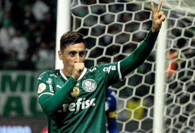 El uruguayo Miguel Merentiel anotó el gol del triunfo para Palmeiras. Foto: Internet
