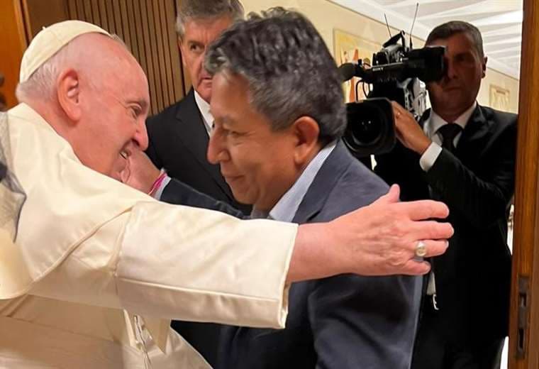 Choquehuanca junto al papa Francisco I Vicepresidencia.