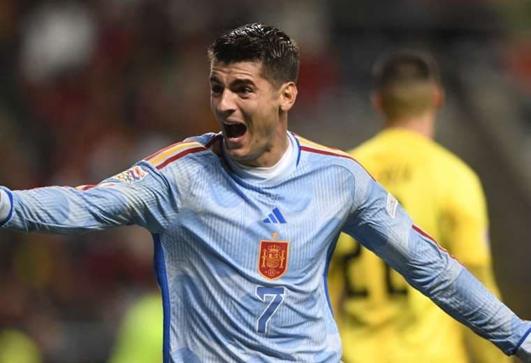 Morata celebra el gol que le dio el triunfo a España. Foto: AFP