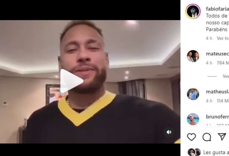 Captura de pantalla del video enviado por Neymar a Bolsonaro