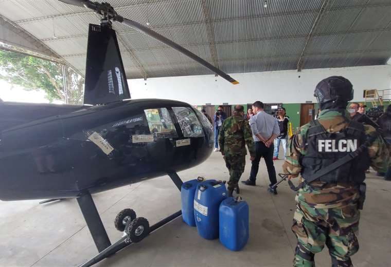 Este es el helicóptero incautado. Foto: Juan Carlos Torrejón