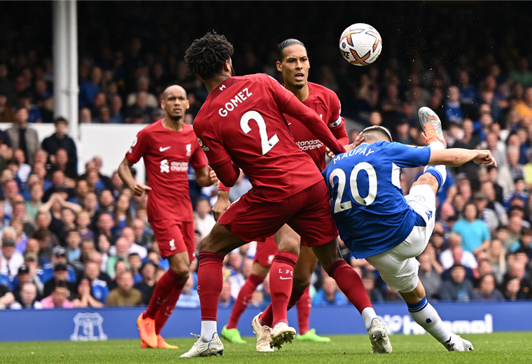  El partido entre el Liverpool y Everton terminó 0-0. Foto. AFP