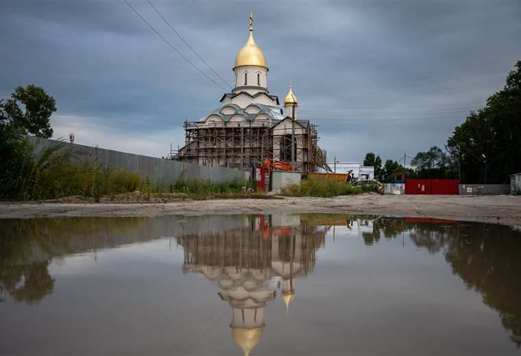 Una iglesia ortodoxa rusa en construcción. Foto AFP