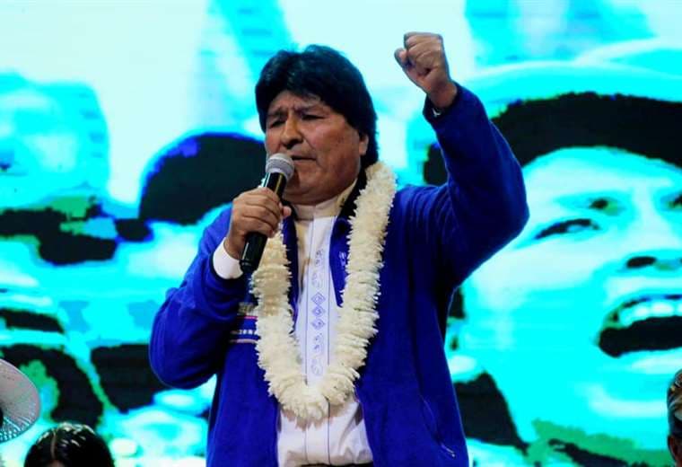 El líder del MAS, Evo Morales, en el ampliado del MAS en Cochabamab
