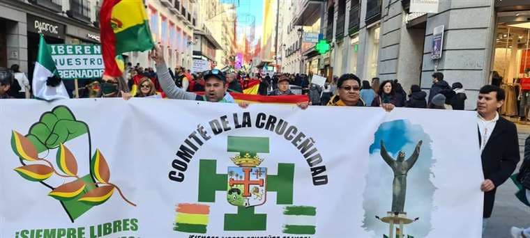 La marcha de los residentes bolivianos en Madrid se realizó este domingo/Foto: RRSS