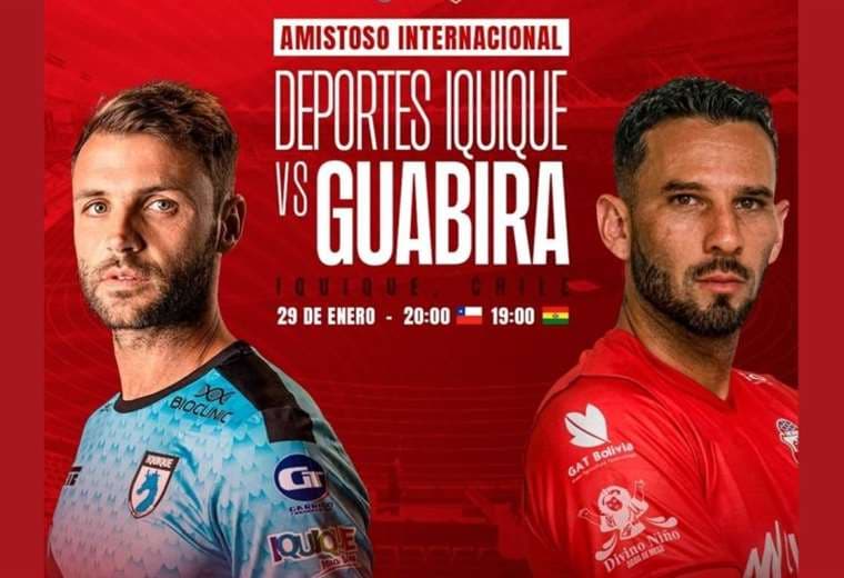 Imagen con la que Guabirá anunció el amistoso contra Deportes Iquique