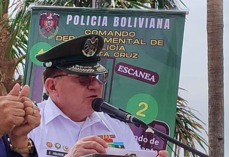 El comandante de la Policía de Santa Cruz, coronel Erick Holguín.