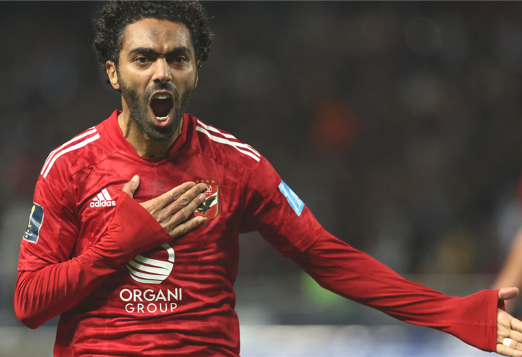 El egipcio del Ahly, Hussein el-Shahat, celebra su gol marcado al Auckland. Foto. AFP