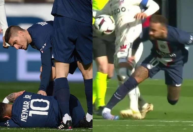 Momento de la lesión de Neymar en su tobillo. 