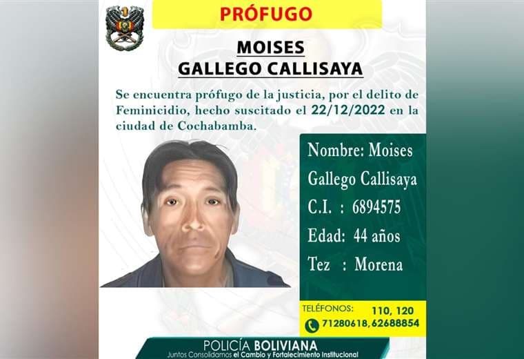 La Policía busca dar con el paradero de Moisés Gallego Callisaya