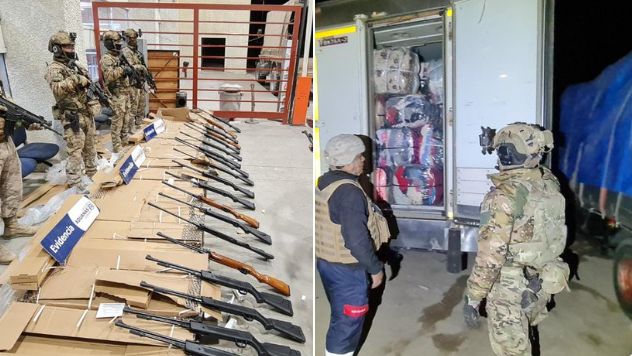 Interceptan camiones bolivianos cargados con 136 rifles de aire comprimido en Chile