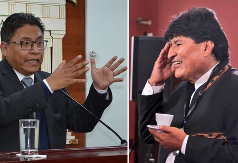 El ministro Iván Lima y el expresidente Evo Morales. Fotos: @MinJusticiaBol y @evoespueblo