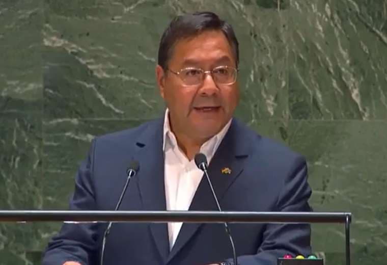 Luis Arce en la conferencia de la ONU. 