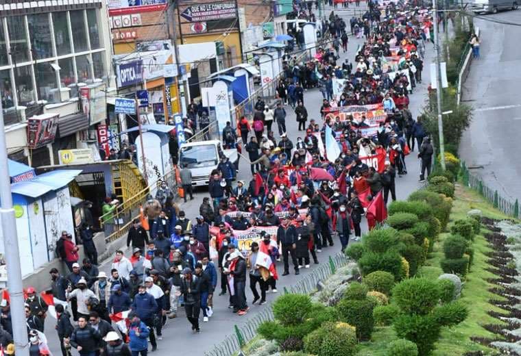 Marcha de maestros en La Paz. Foto: APG.