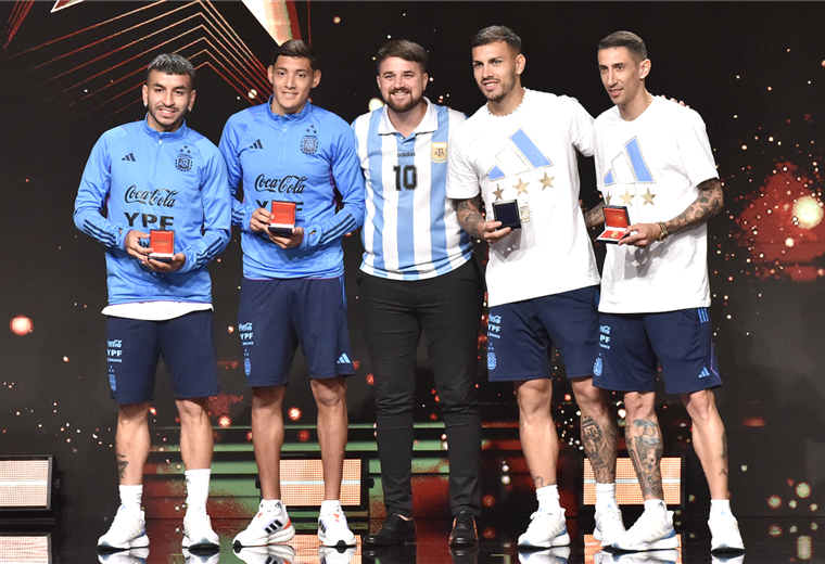 Conmebol homenajeó a Argentina. Foto. AFP 