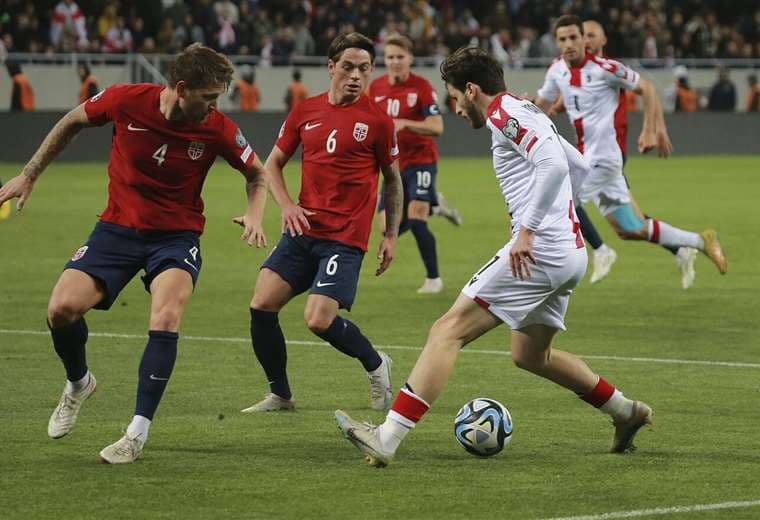 Imagen del partido entre Noruega y Georgia.