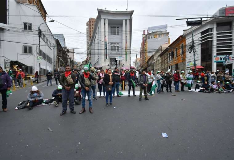 La protesta de los maestros durante la semana pasada en La Paz. Foto: APG.