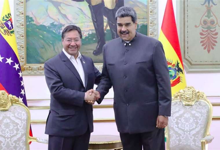 Luis Arce y Nicolás Maduro en Venezuela. Foto: Twitter @LuchoArce