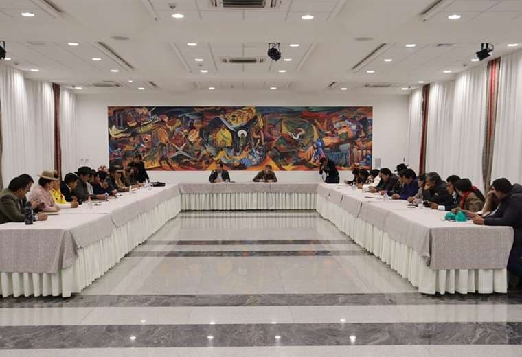Luis Arce se reúne con senadores oficialistas. Foto: Presidencia