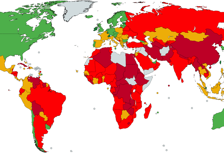 El mapa de la liberta económico los rojos son los que menos tienen/Foto: Internet