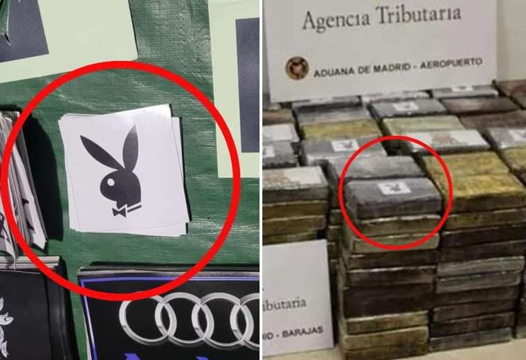 El mismo sello del conejito Playboy en Chapare y en España. Fotos: Min. Gobierno y A. Trib