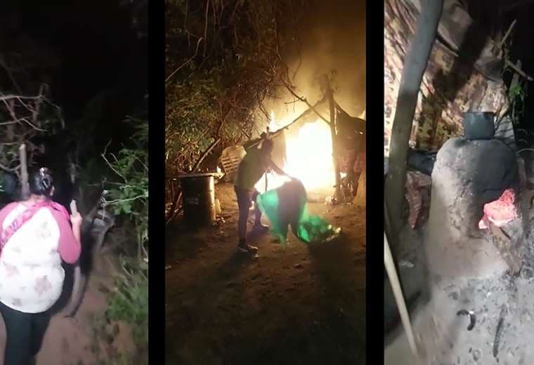 Vecinos sorprenden a ladrones preparando comida en un predio baldío y queman sus chozas 