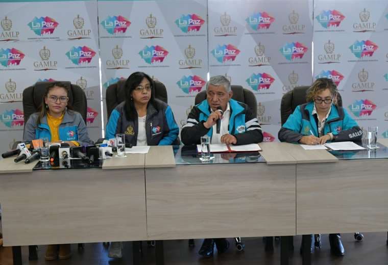 Autoridades de La Paz en conferencia de prensa. Foto: AMN. 
