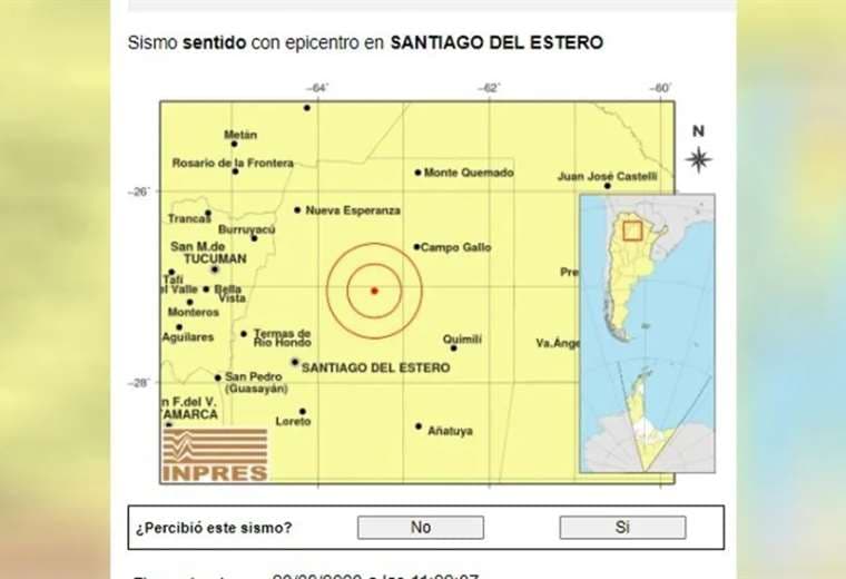 Registran un sismo de magnitud 5.8 en Santiago del Estero