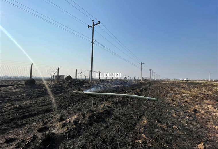 Los restos de pastizales afectados por el incendio/Foto: EL DEBER