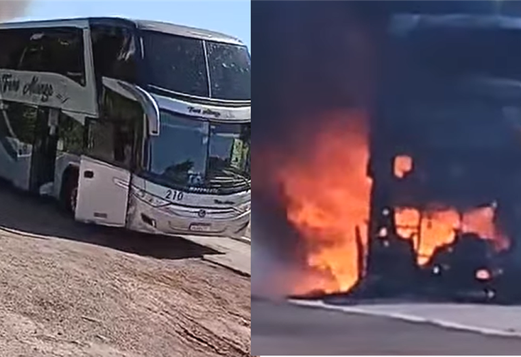 El bus en el que viajaban los bolivianos quedó destruido 