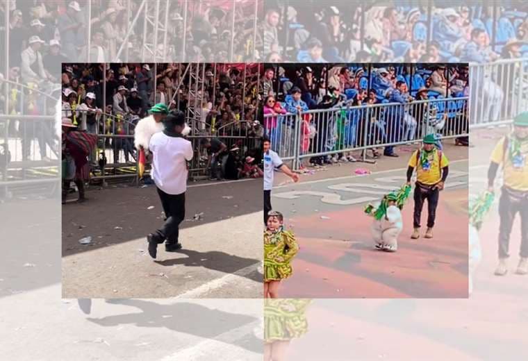 Imágenes del pequeño Henry y su papá en el carnaval de Oruro